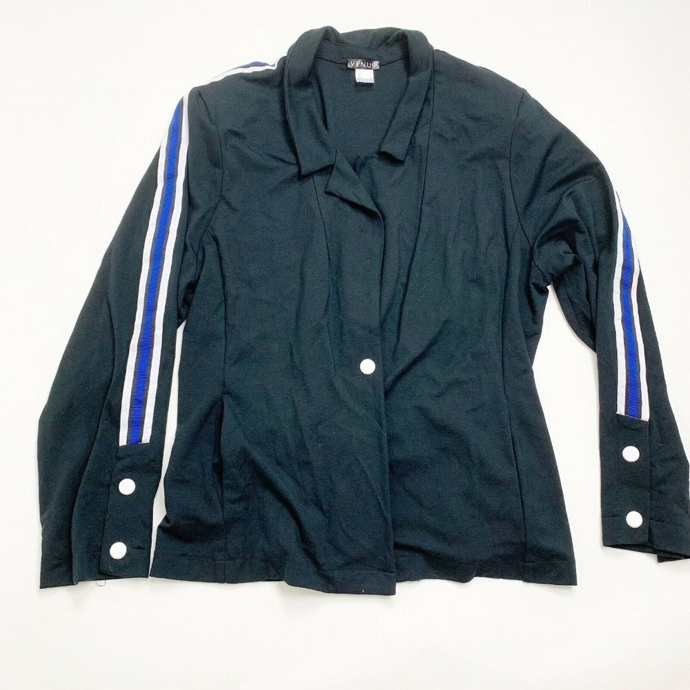 Venus Womens Black Jacket with Stripe arm Sz 22 *Flawed - Read Description*